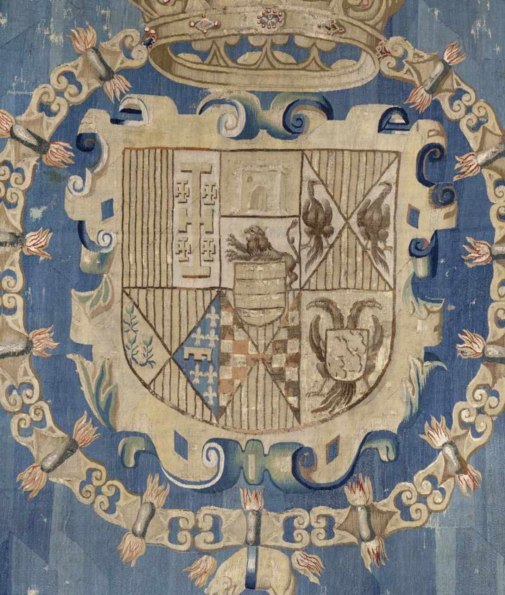 Tapisserie mit Königlichem WappenFlandern, wohl Brüssel, 1. Hälfte 17. Jahrhundert268 x 206 - Bild 2 aus 5