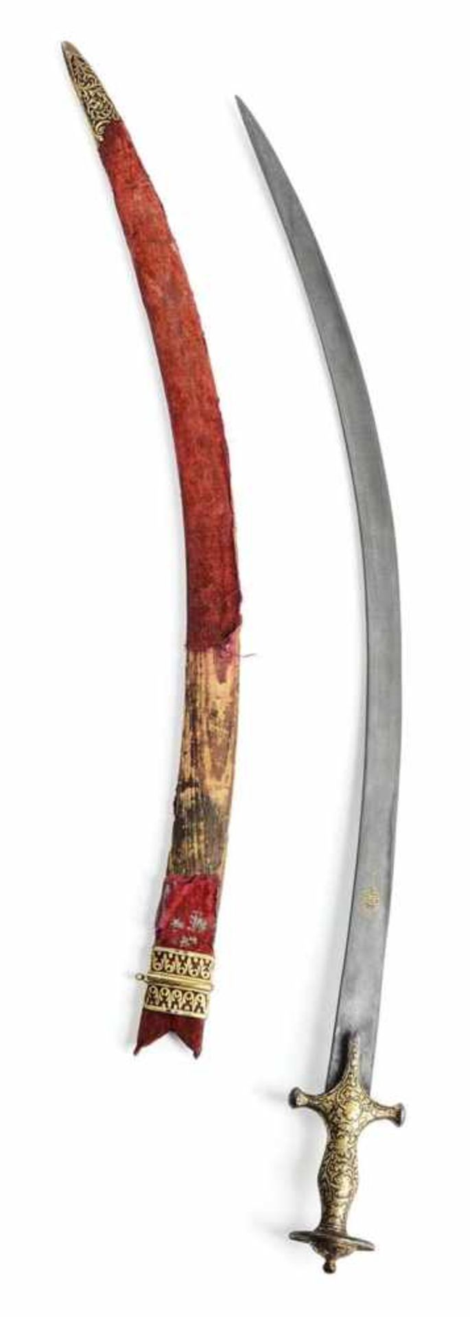 Feines "Talwar" SchwertIndien, 18./19. Jh.L. ca. 90 cmFein gearbeiteter Stahlgriff mit reicher