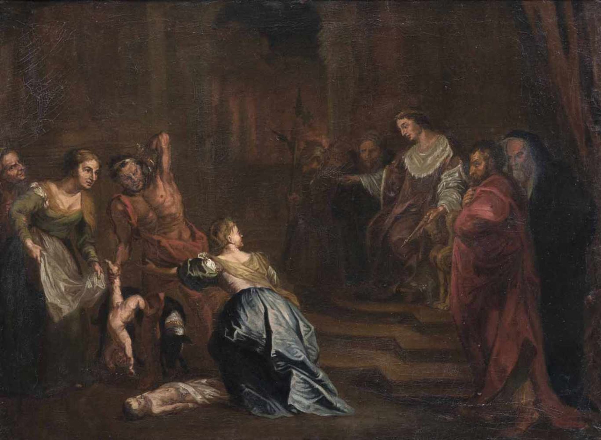 Rubens, Peter Paul (nach)Siegen 1577 - Antwerpen 164075 x 100 cmDas Urteil des Salomo. Öl/Lwd./Lwd.