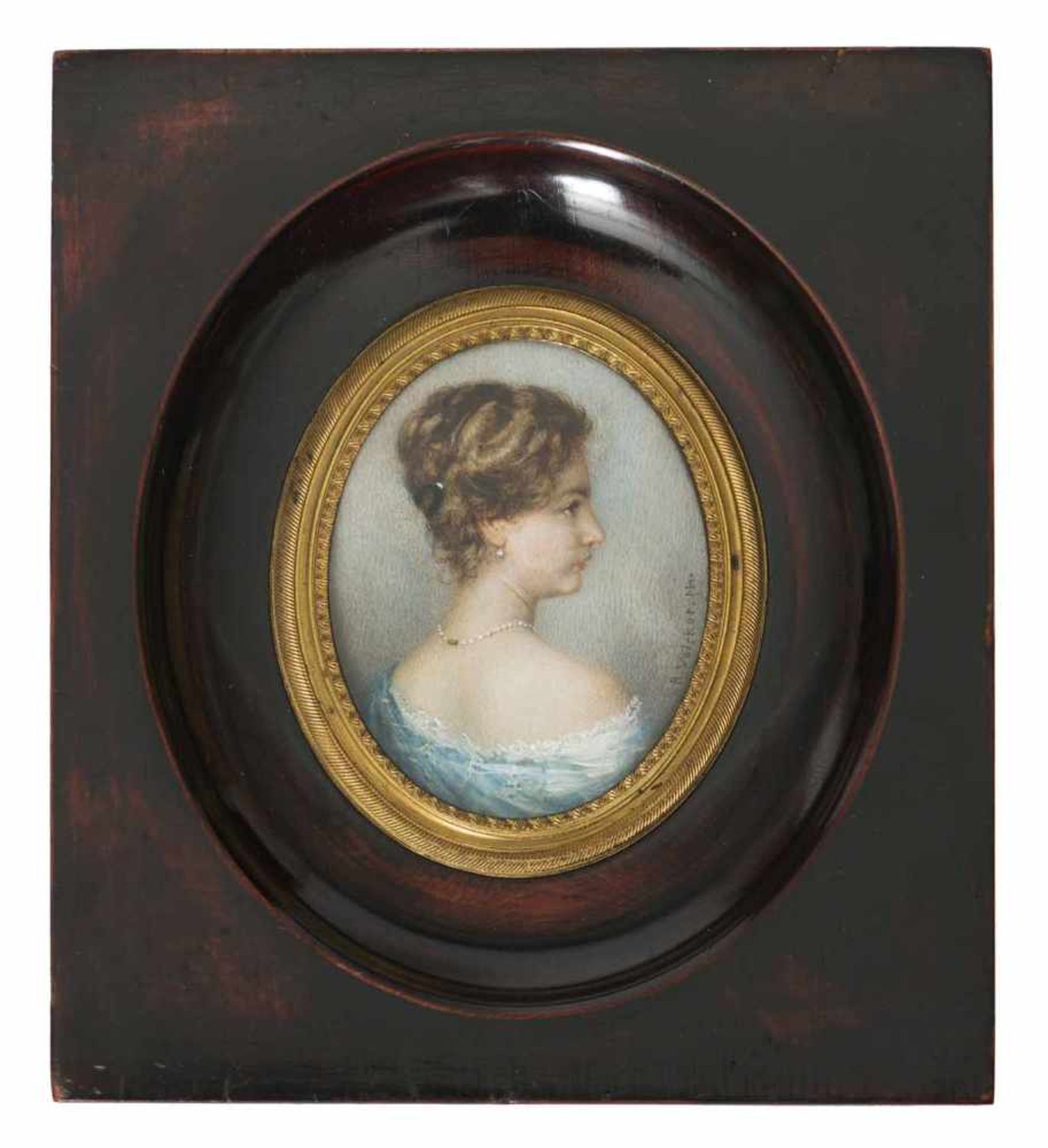 Völcker, RobertDohna 1854 - 1924 MünchenH. 7,5 cmMiniaturportrait einer jungen Dame im blauen