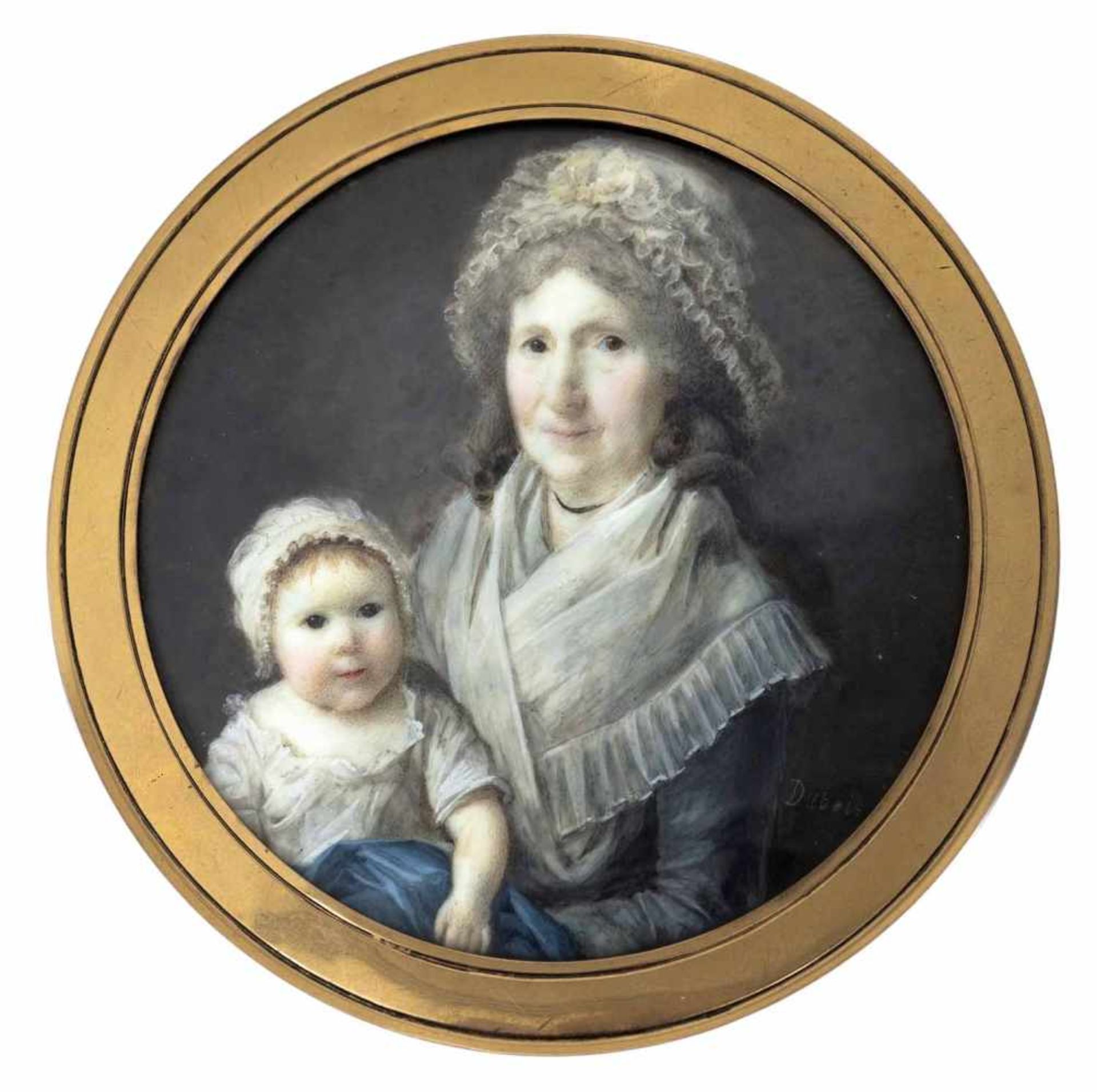 Dubois, FrédericFrankreich, tätig 1780-1819D. 6,1/7,5 cmGroßmutter und ihr Enkelkind. Die Dame mit