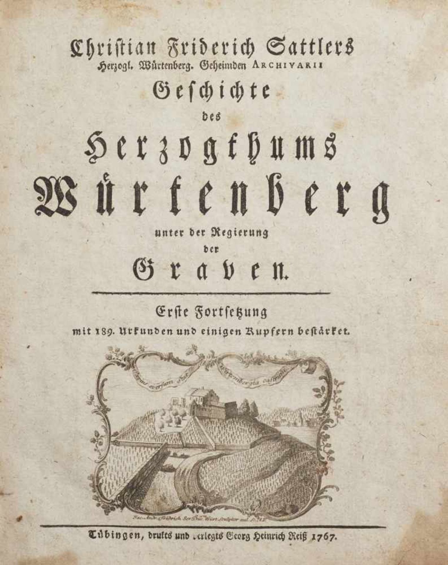 Sattler, Christian FriedrichStuttgart 1705 - 1785Geschichte des Herzogthums Würtenberg, Tübingen, - Image 5 of 6