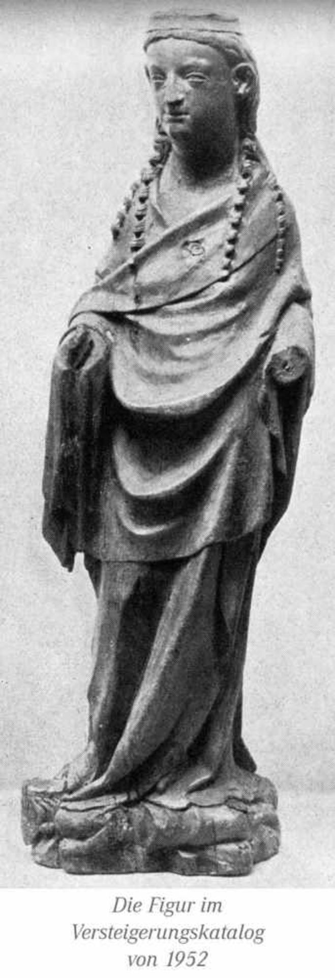 Heilige KatharinaRheinisch, 14. JahrhundertH. 53 cmStehende Heilige, den Kopf leicht nach rechts - Bild 7 aus 7