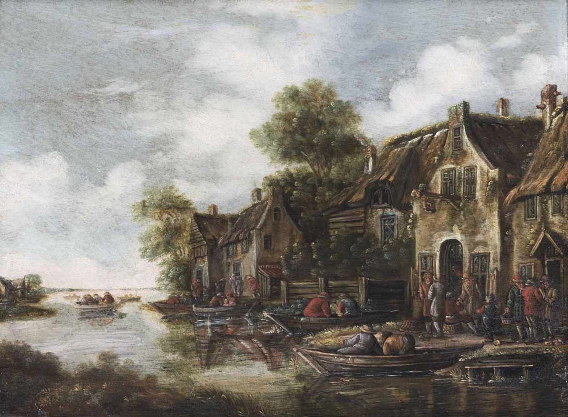 Heeremans, Thomas (attr.)1641 - 1699, tätig in Haarlem34 x 33 cmHolländische Kanallandschaft mit - Bild 2 aus 2