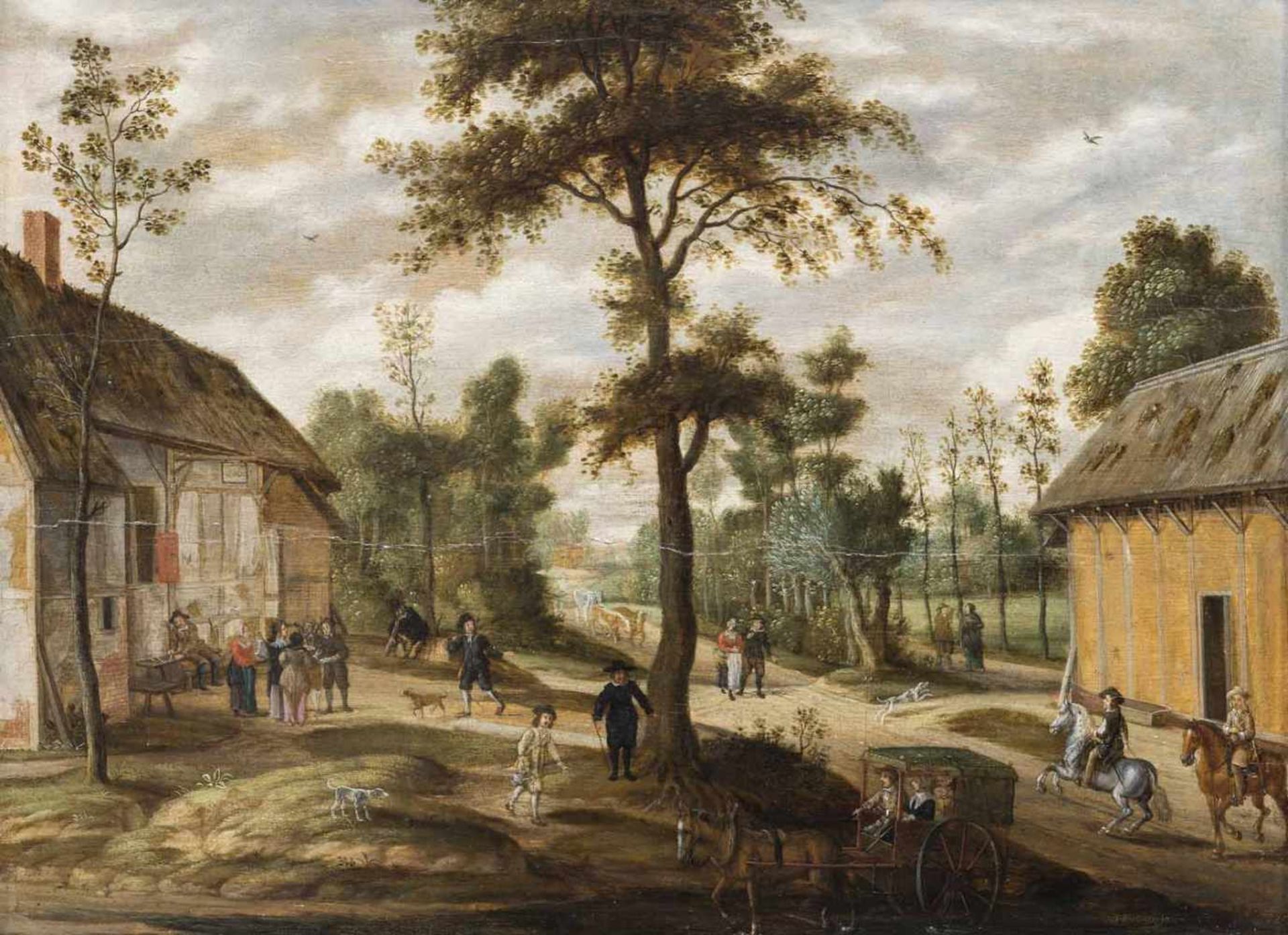 Oosten, Isaac vanAntwerpen 1613 - 166142 x 56 cmReges Treiben auf einer Dorfstraße. Öl/Holz, - Bild 2 aus 2