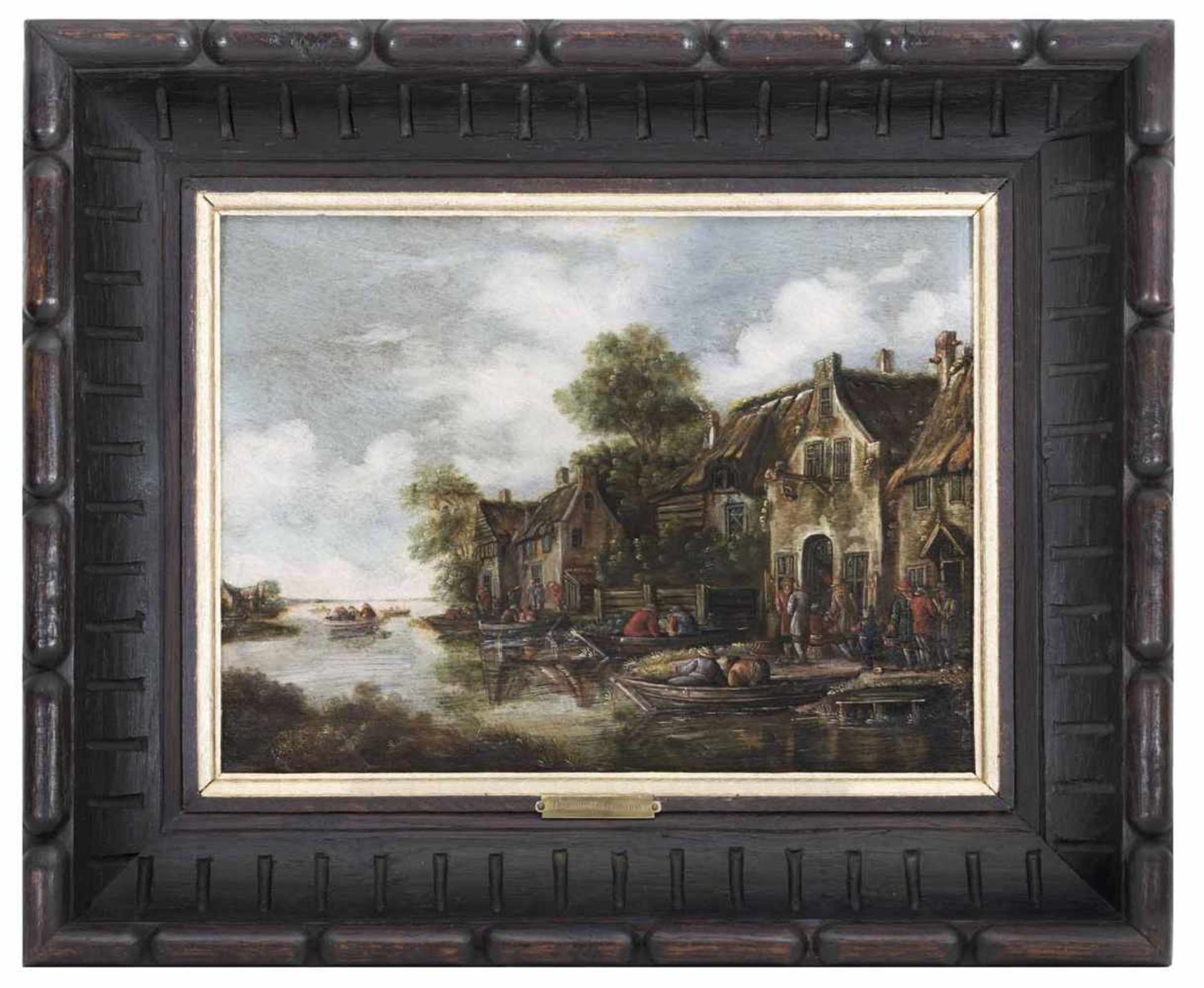 Heeremans, Thomas (attr.)1641 - 1699, tätig in Haarlem34 x 33 cmHolländische Kanallandschaft mit