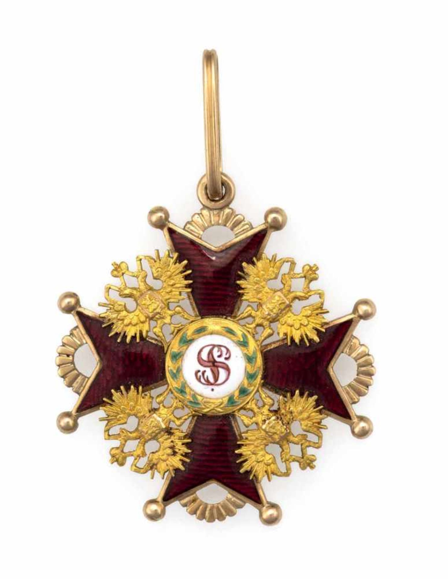 RusslandSt. Stanislaus OrdenH.5/B.4,5 cmRitterkreuz. Gold, emailliert. Rückseite und Aufhängung