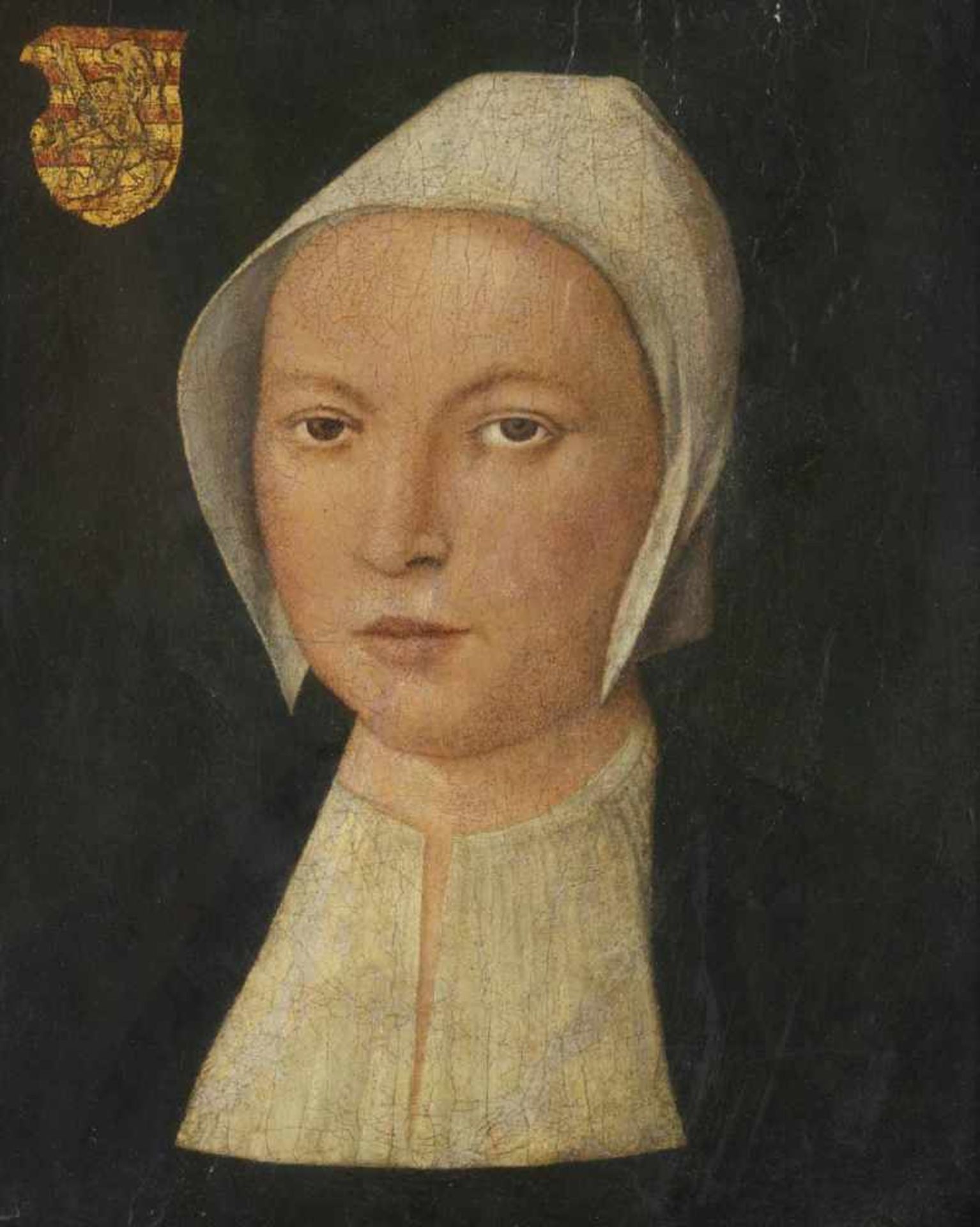 Ring, Hermann tom (attr.)Münster 1521 - 159630,5 x 25 cmBildnis einer Dame in dunklem Gewand mit