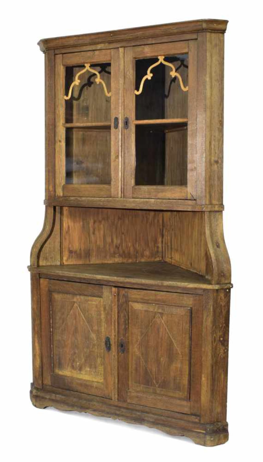 ECKVITRINE, EICHE18. JAHRHUNDERTH. 204/SL. 82 CM- - -33.00 % buyer's premium on the hammer