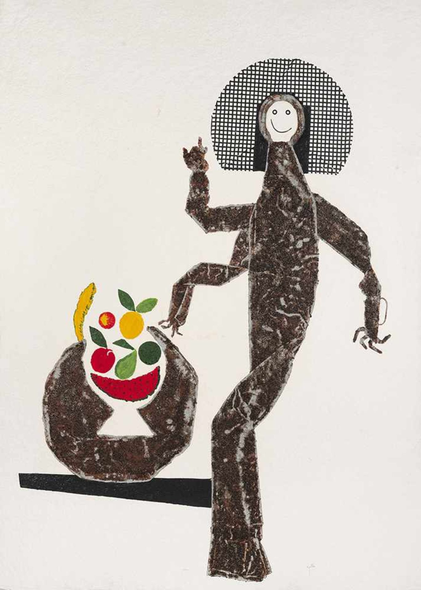 Ripelles, JuanCastellón, geboren 1932150 x 203cm,o.R.Figur mit Früchten. Radierung mit Carborumdum