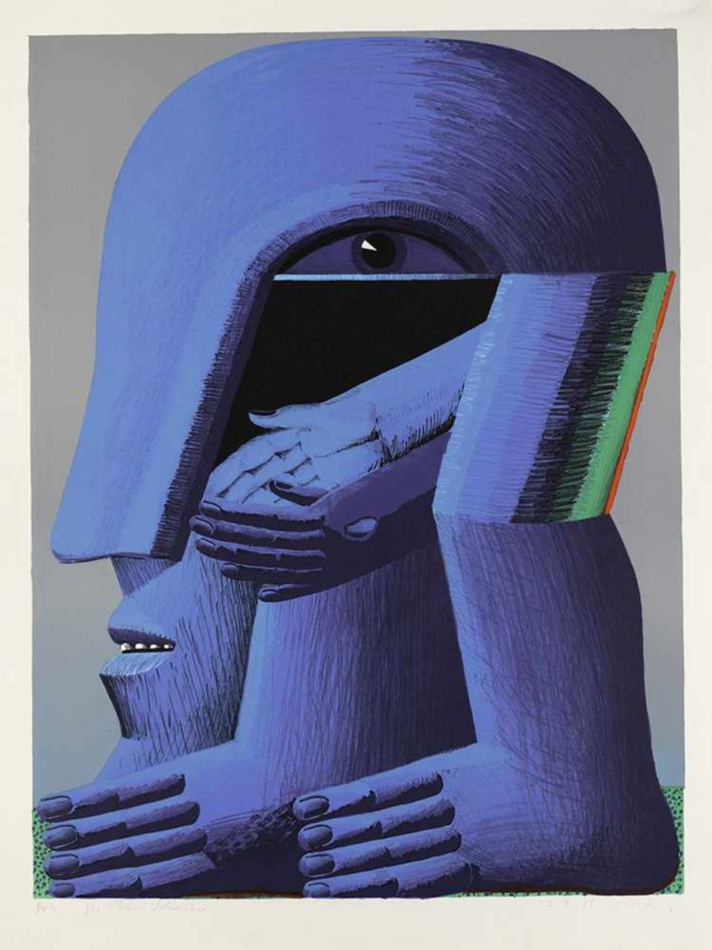 Antes, HorstHeppenheim, geboren 193668 x 51 cm,o.R."Blauer Kopf (ganze Figur)", 1974/75.