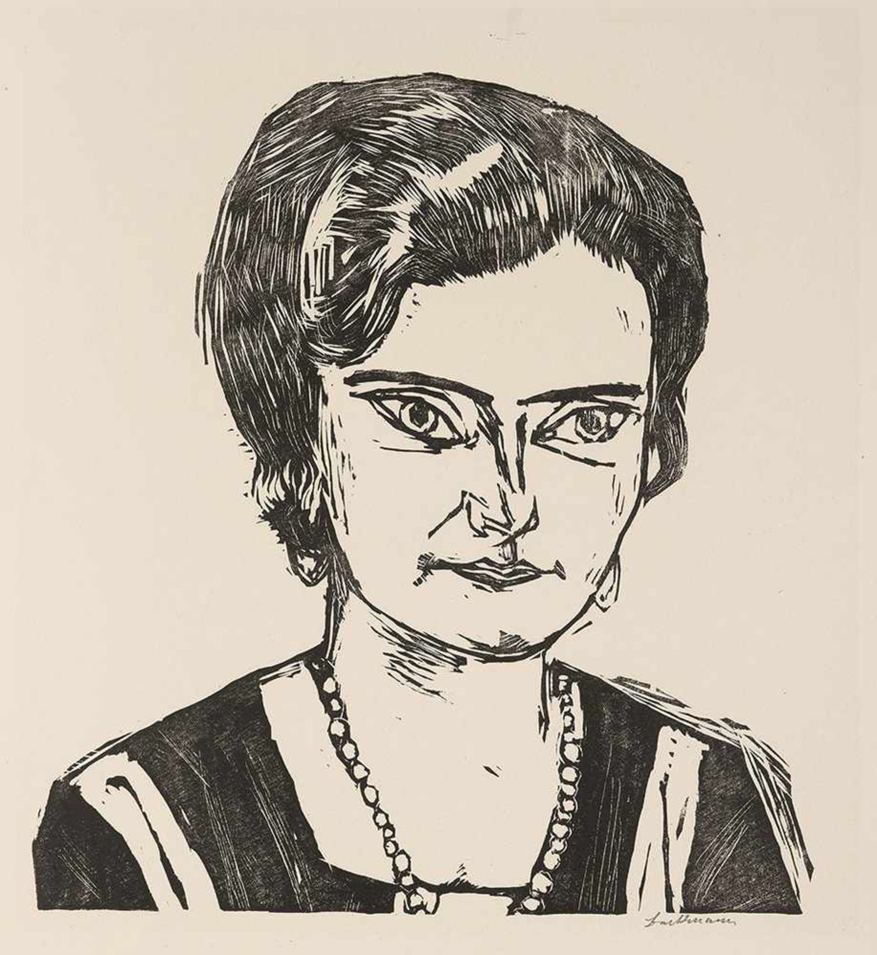 Beckmann, MaxLeipzig, 1884 - New York, 195034,8x32,8cm,o.R."Bildnis Frau H. M. (Naila)", 1923.