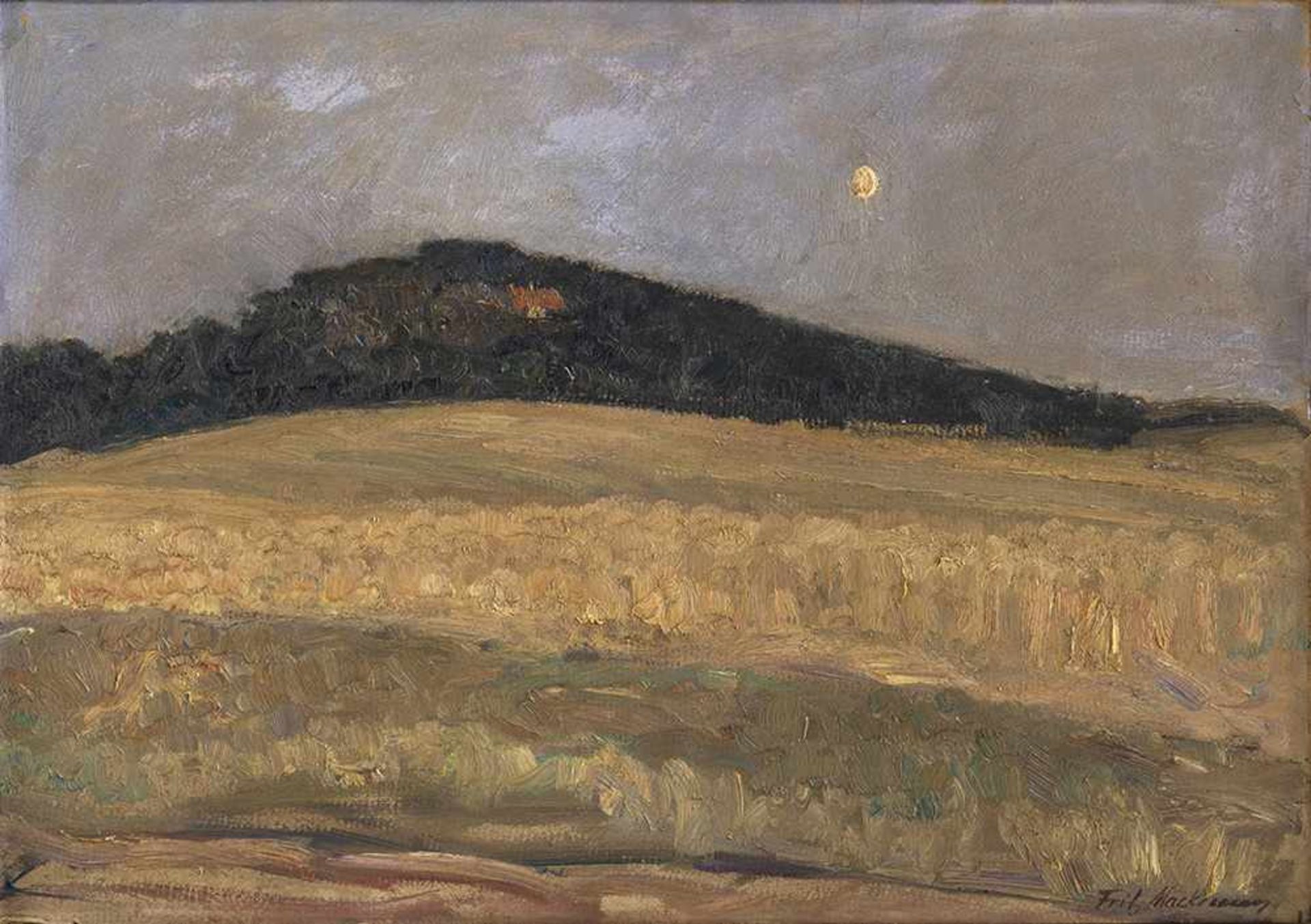 Mackensen, FritzGreene bei Kreiensen, 1866 - Bremen, 195349 x 69 cm,R."Sommerabend". Öl auf