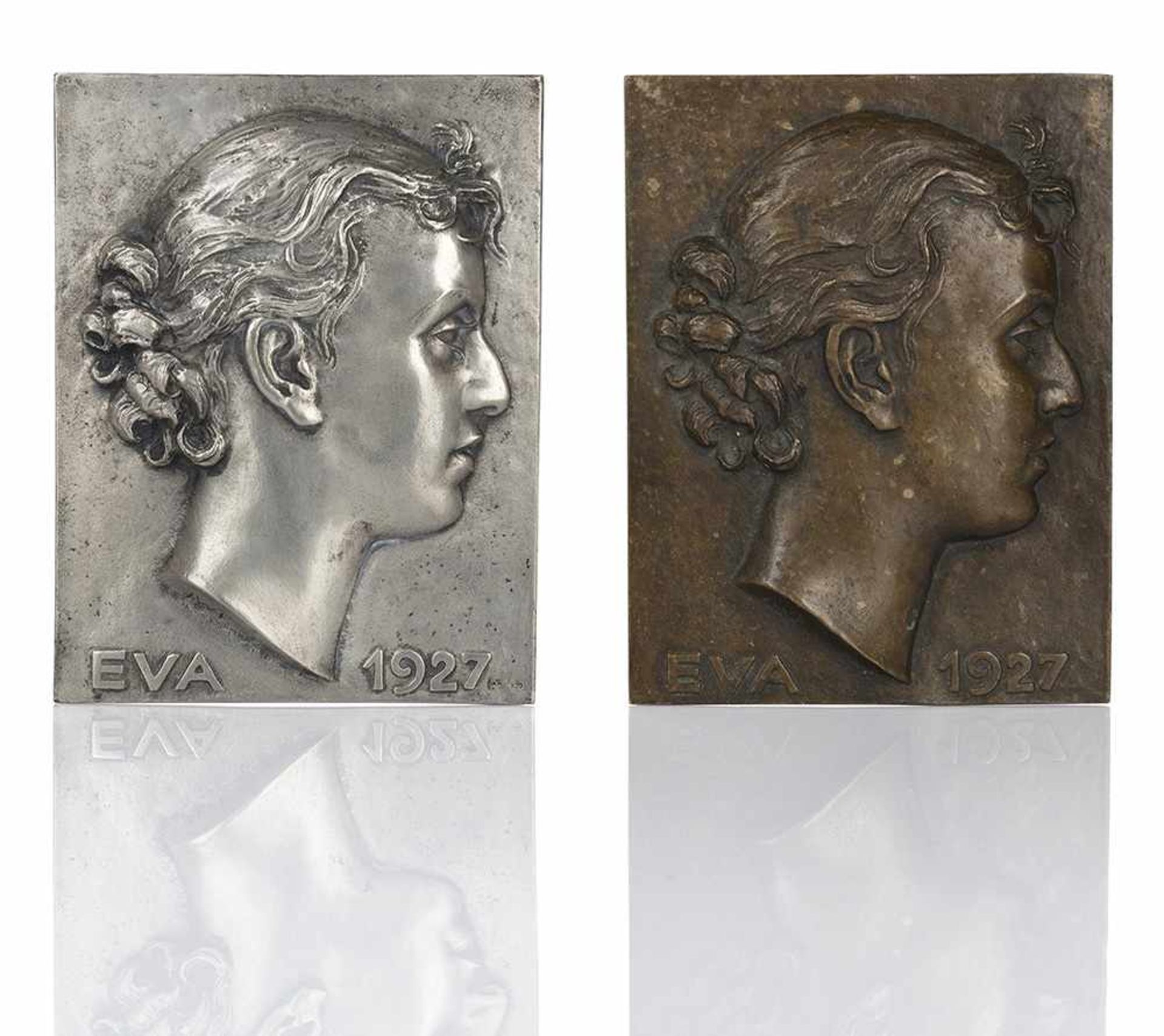 Fehrle, Jakob WilhelmSchwäbisch Gmünd, 1884 - 1974Je 14,5 x 11,2cm2 Arbeiten: "Eva", 1927. Ein