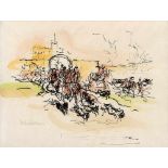 Liebermann, MaxBerlin, 1847 - 193510 x 13 cm, o.R."Der Aufbruch zur Jagd", 1920. Aquarellierter