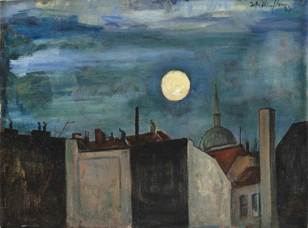 Wellenstein, WalterDortmund, 1898 - Berlin, 197051 x 68 cm,R."Mond über Dächern", 1933. Öl auf