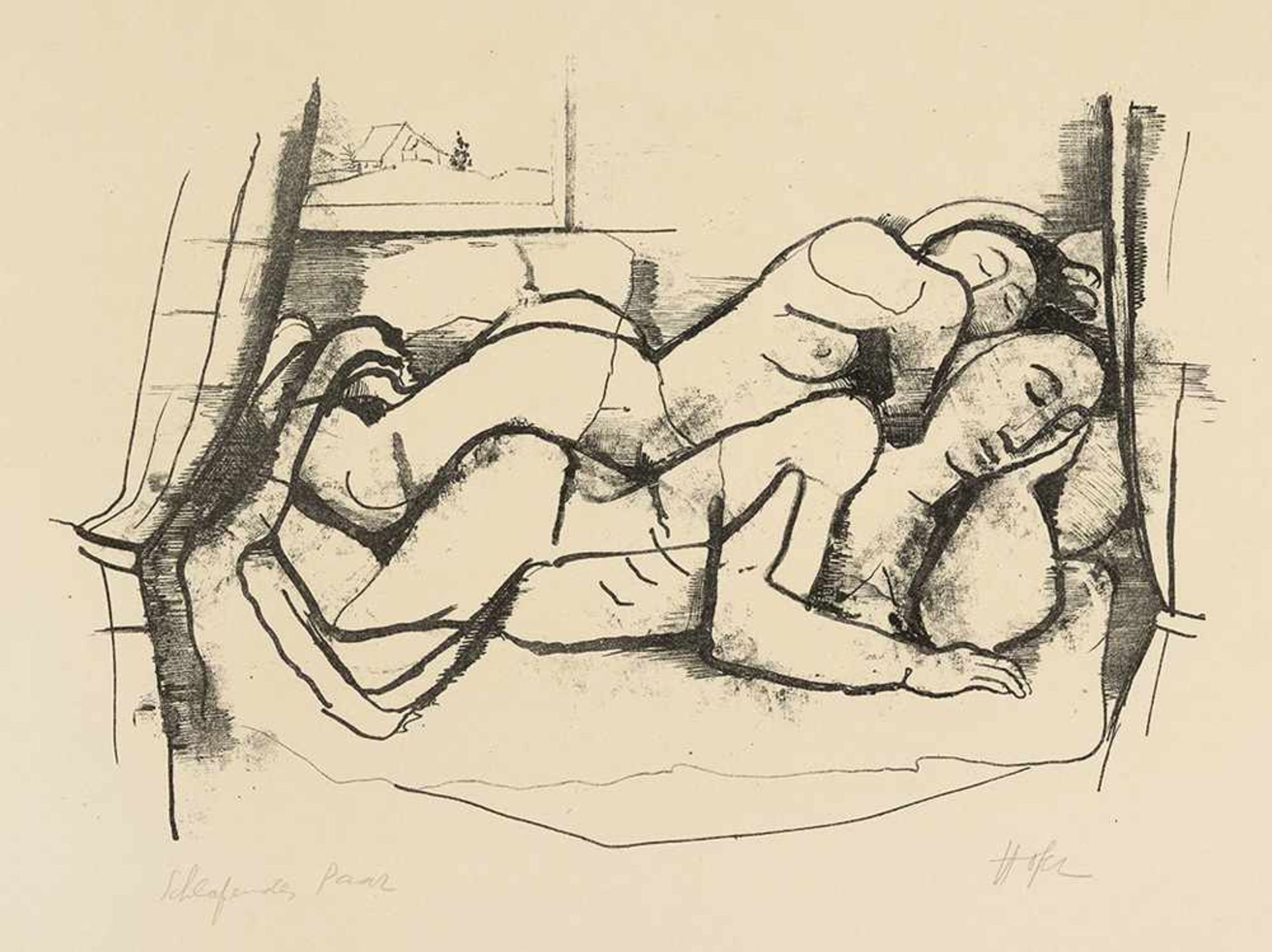 Hofer, KarlKarlsruhe, 1878 - Berlin, 195519 x 28,5cm,o.R."Schlafende I". Lithografie auf Bütten.