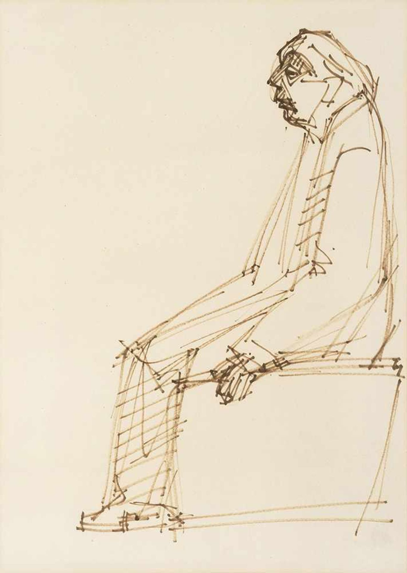 Seitz, GustavNeckarau, 1906 - 196942 x 30 cm,R.Bildnis Käthe Kollwitz. Filzstift auf Papier.Seitz,