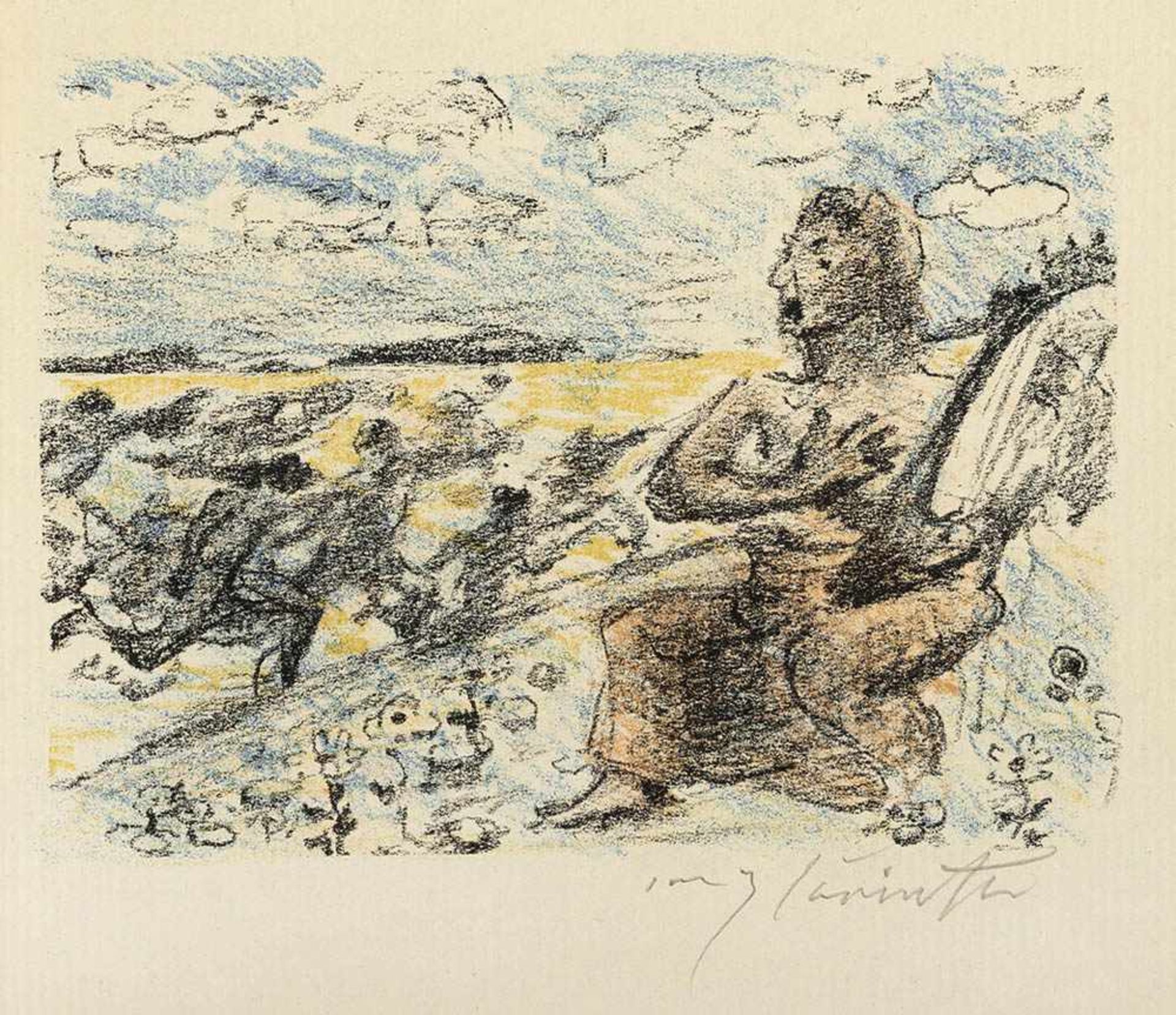 Corinth, LovisTapiau, 1858 - Zandvoort, 192515,5x21cm, o.R."Der Dichter, der eine Leier hält", 1919.