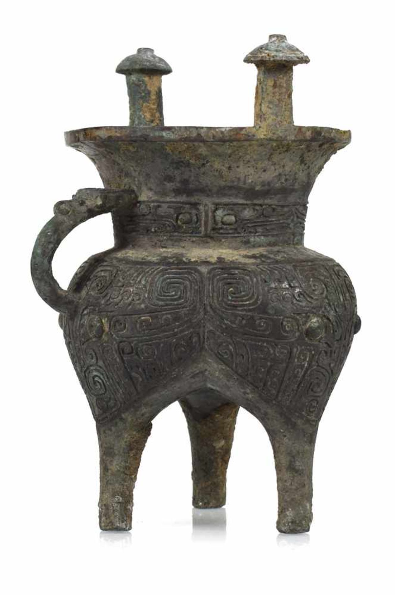 WEINOPFERGEFÄSS 'JIA', BRONZE,CHINA,SHANG-DYN,13/12.JH.V.CHRH. 34,8 CM- - -33.00 % buyer's premium