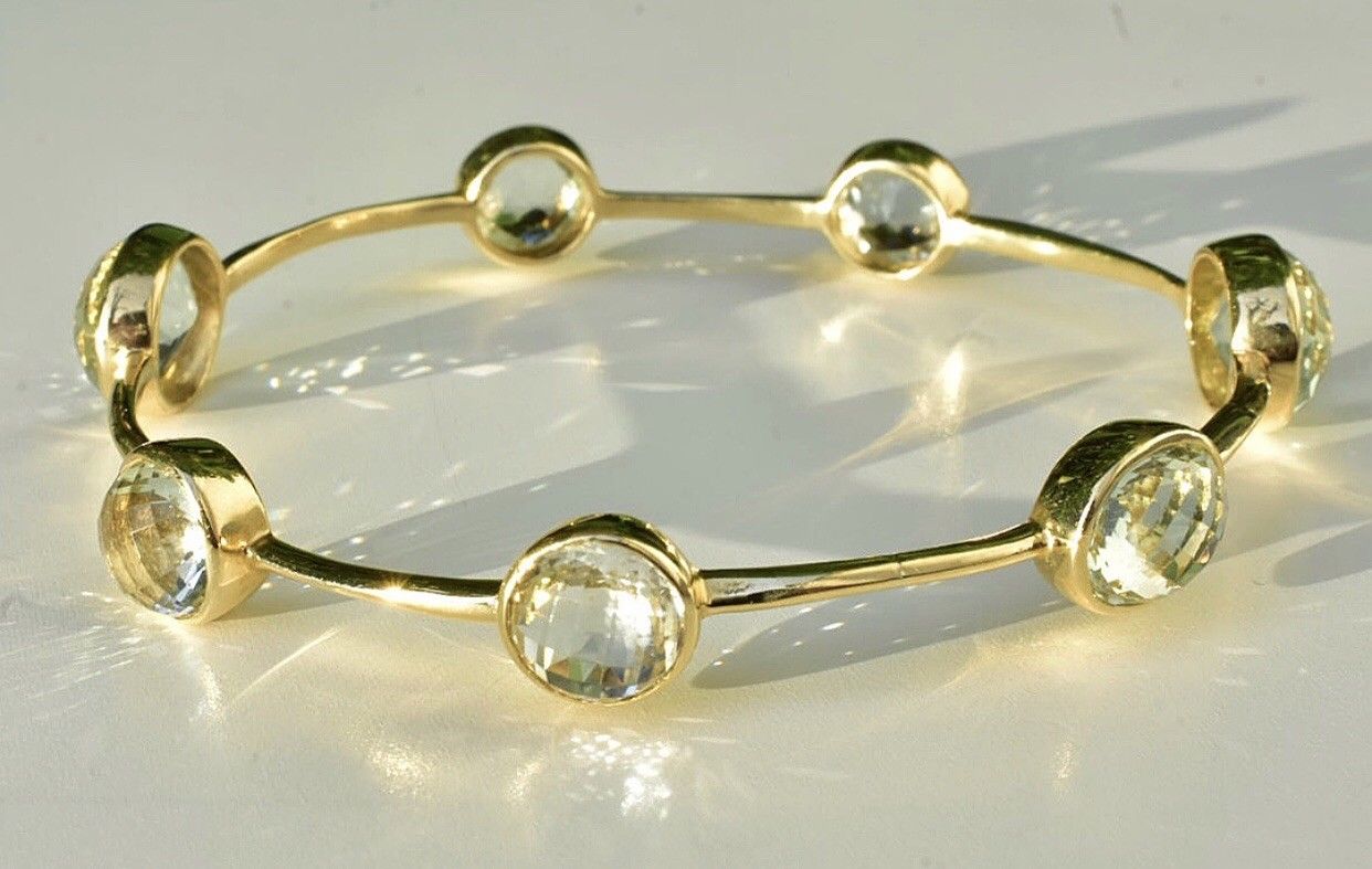 Green Amethyst Bangle Bracelet 18k - Image 4 of 11