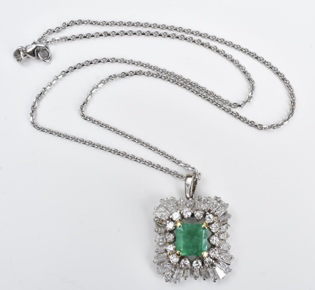 Emerald & Diamond Pendant Necklace 18k - Image 13 of 13