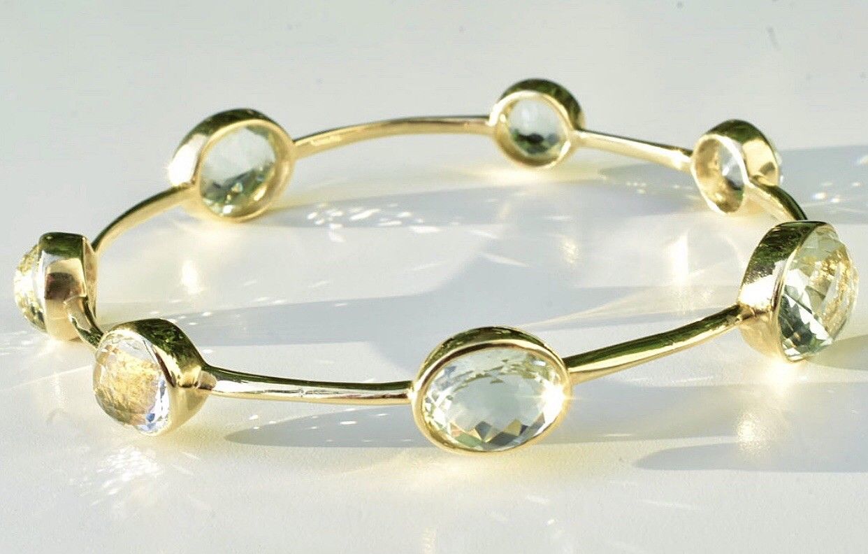 Green Amethyst Bangle Bracelet 18k