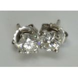 Diamond Solitaire Platinum Earrings