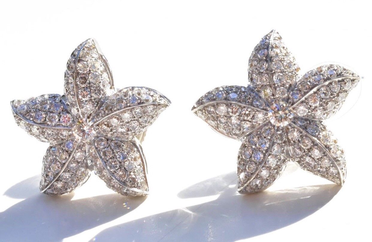 Diamond Starfish Earrings 18k 1.5 carat