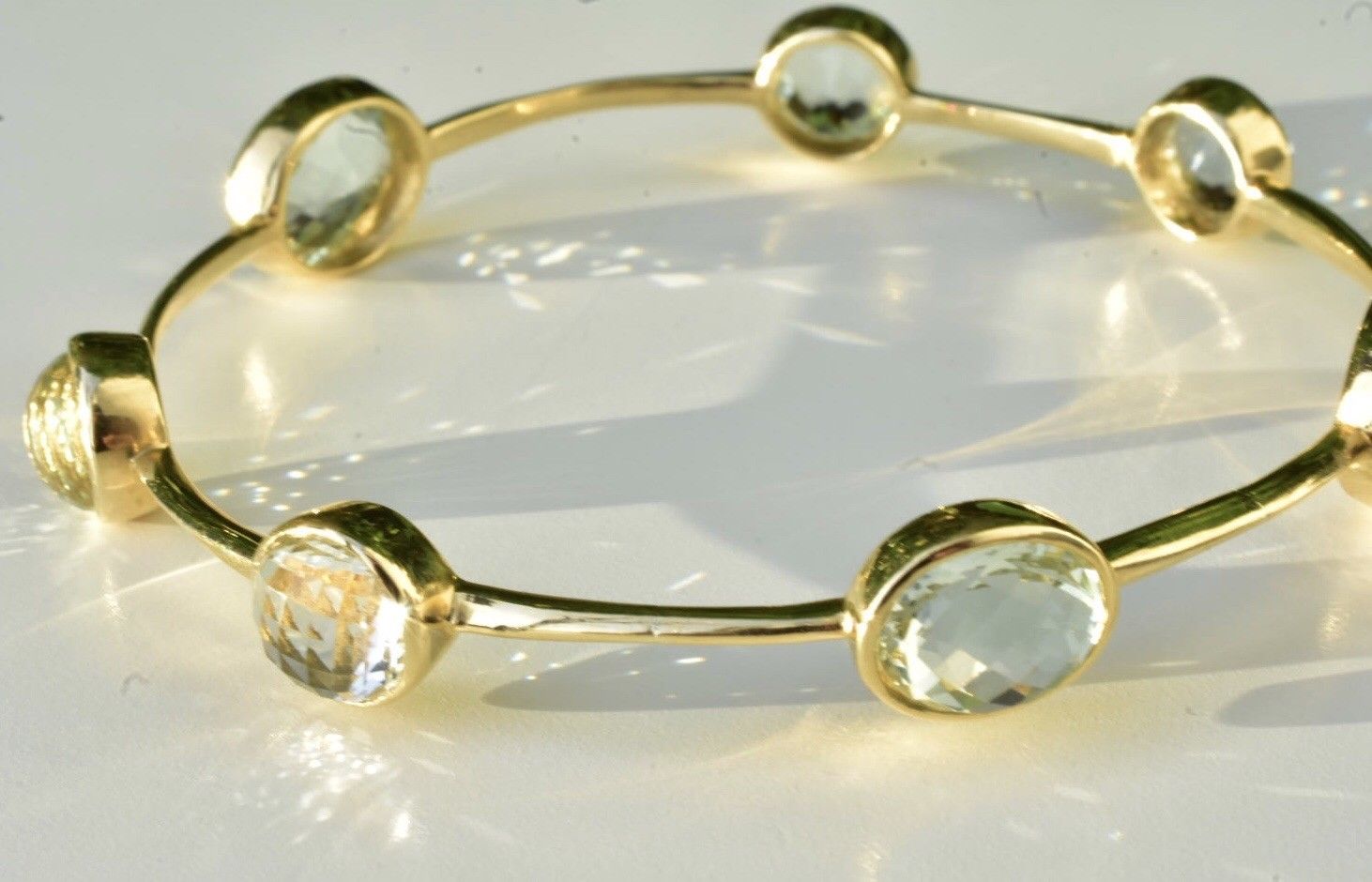 Green Amethyst Bangle Bracelet 18k - Image 11 of 11