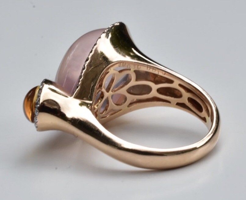 Diamond Rose Quartz Citrine Ring 18k - Image 9 of 12