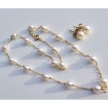 Mikimoto Akoya Pearl Necklace & Earrings Set 18k