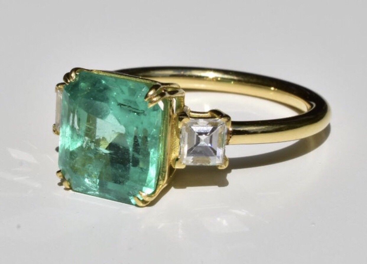 Emerald & Diamond Ring 18k - Image 10 of 12