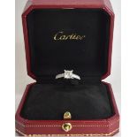 Cartier Platinum Princess Cut Diamond Engagement Ring 1.01 carat