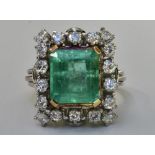Emerald & Diamond Ring 14K
