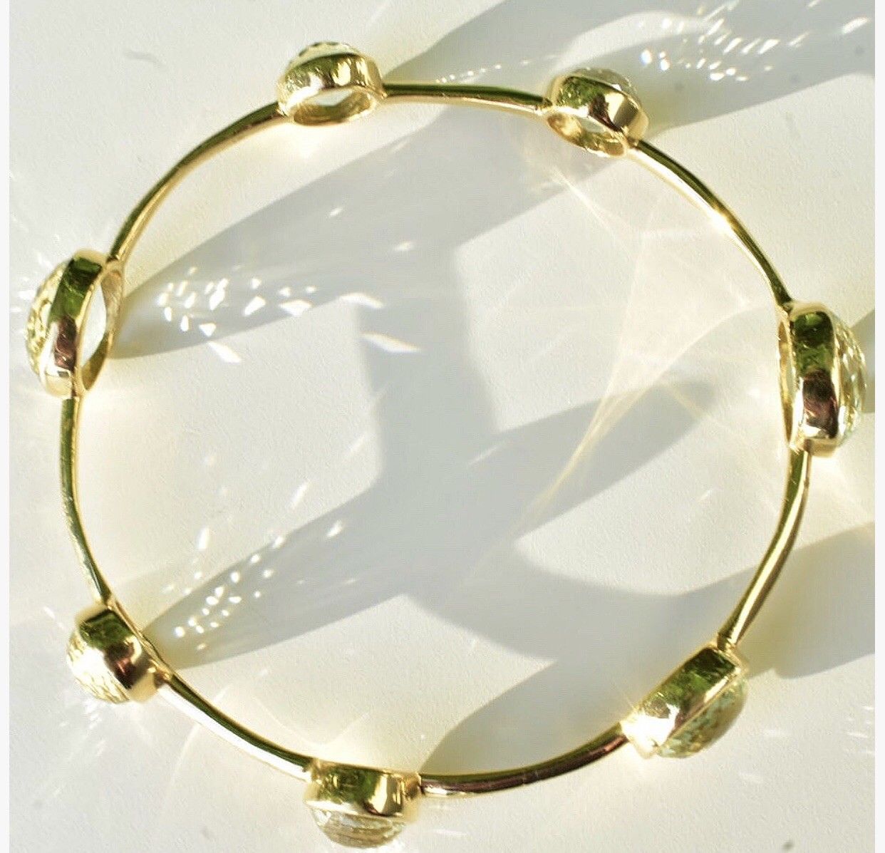 Green Amethyst Bangle Bracelet 18k - Image 7 of 11