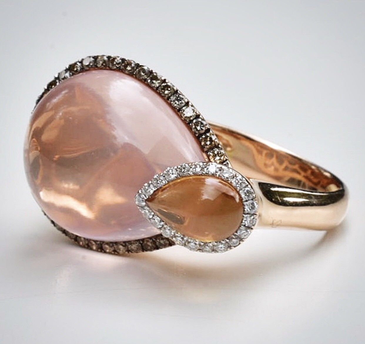 Diamond Rose Quartz Citrine Ring 18k - Image 2 of 12