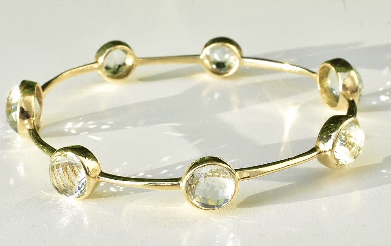 Green Amethyst Bangle Bracelet 18k - Image 6 of 11