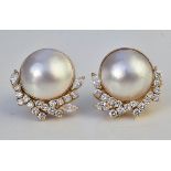 Mabe Pearl Diamond Earrings 14k