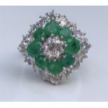 Diamond and Emerald Ring 18k