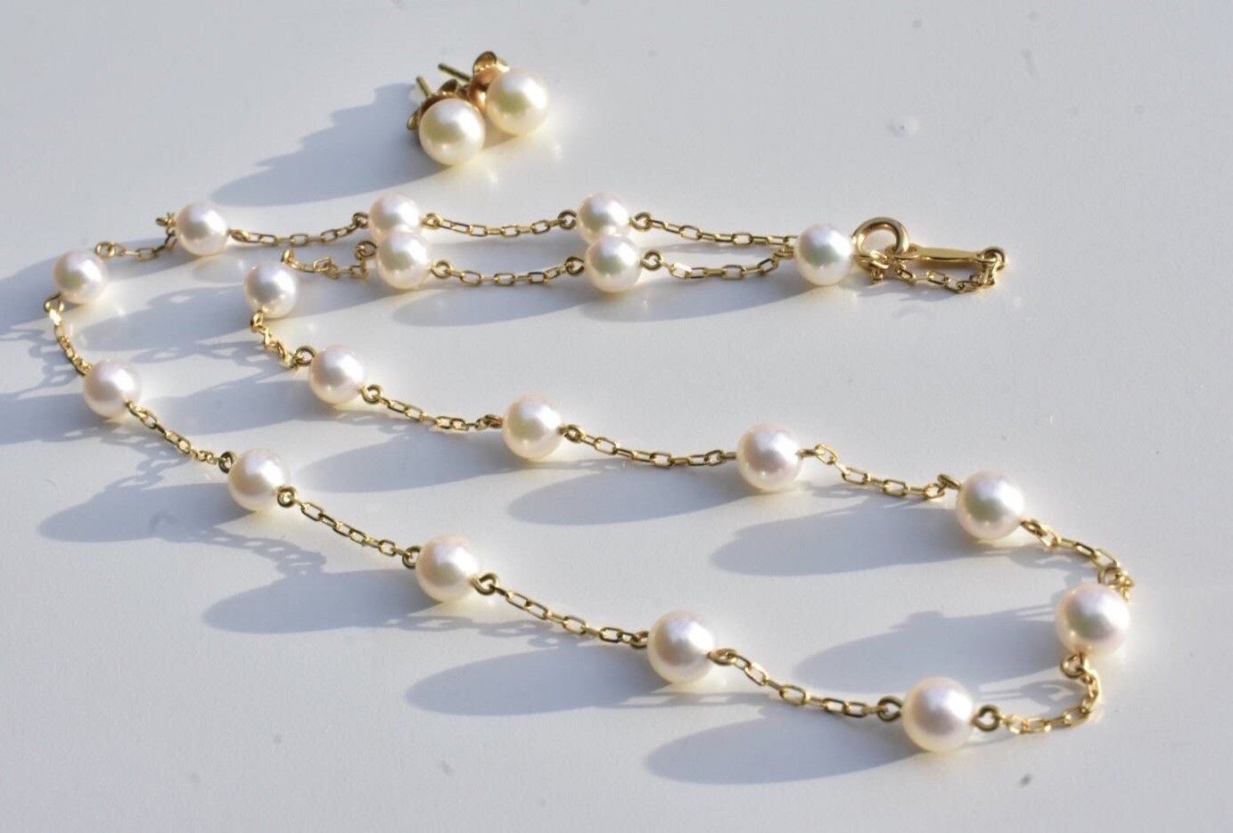 Mikimoto Akoya Pearl Necklace & Earrings Set 18k - Image 3 of 11