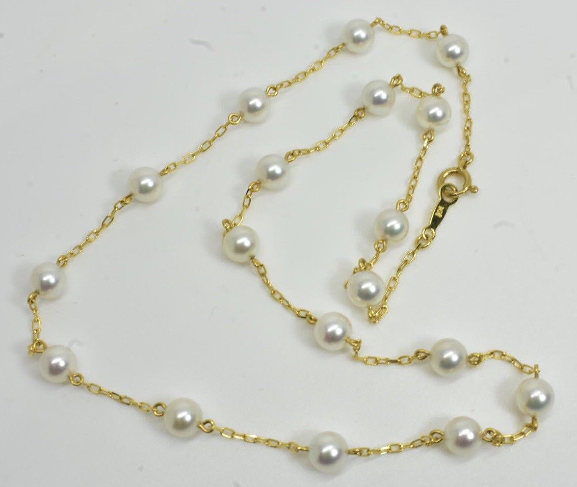 Mikimoto Akoya Pearl Necklace & Earrings Set 18k - Image 11 of 11