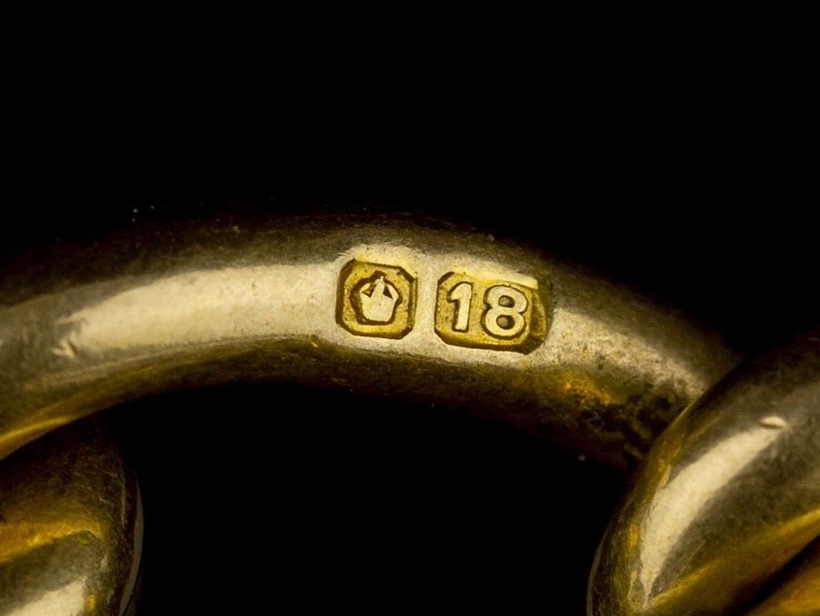 1910 Hallmarked Yellow 18 Carat Gold Double Albert Watch Chain - Image 6 of 7