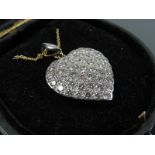 A Gorgeous Vintage 18ct Gold 4ct Diamond Heart Pendant Necklace