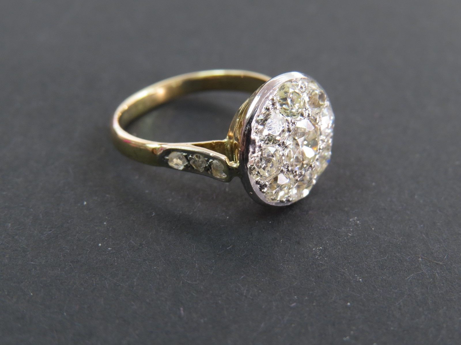 Withdrawn Lot Antique Edwardian 18ct Gold 1.3ct Diamond Cluster Ring C.1910 - Image 2 of 7