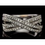 14 Carat White Gold 0.5 Carat Diamonds Crossover Ring