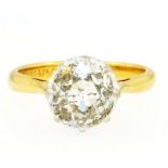 Antique 18 Yellow Gold & Platinum Old Cut Diamond(1.17ct) Solitaire Ring(Size H)