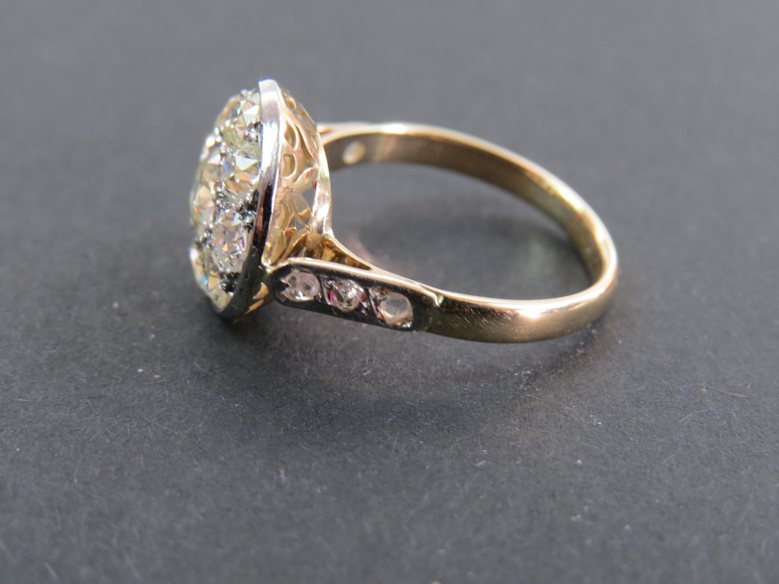 Withdrawn Lot Antique Edwardian 18ct Gold 1.3ct Diamond Cluster Ring C.1910 - Image 4 of 7