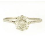 Platinum 950 Diamond(1.02ct) Solitaire Ring (Size M 1/2)