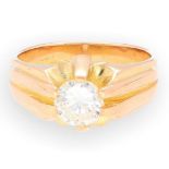 18carat Gold Vintage Diamond 1.20ct H/SI2 Gypsy Solitaire Signet Ring (Size R)